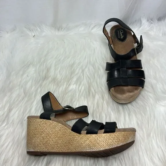 Clarks Artisan Caslynn HARP Wedge Sandals Sz 8 - Picture 2 of 7